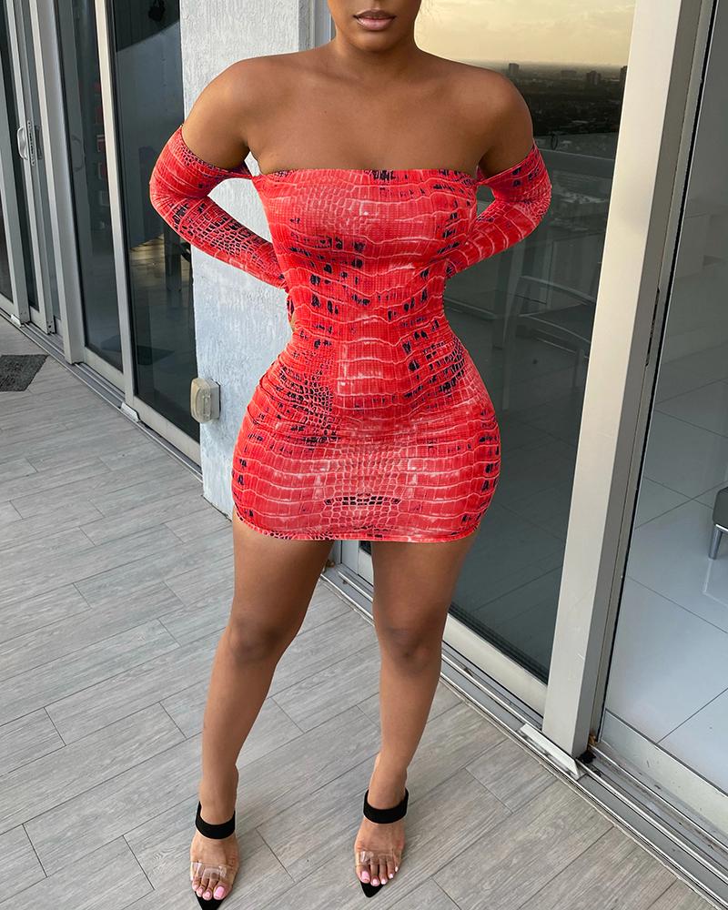 

Sexy Bodycon Tight Butt Tube Print Flora Short Dress, Red