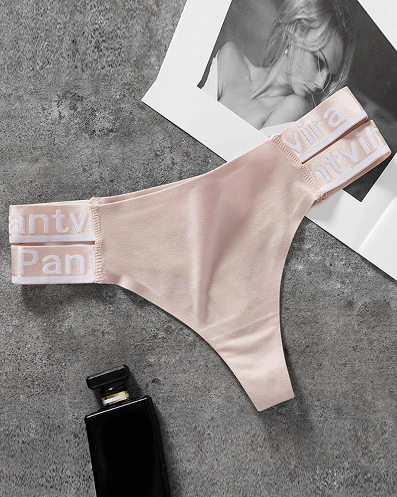 

Seamless Letter Strap Fitness Low Waist Panty, Beige