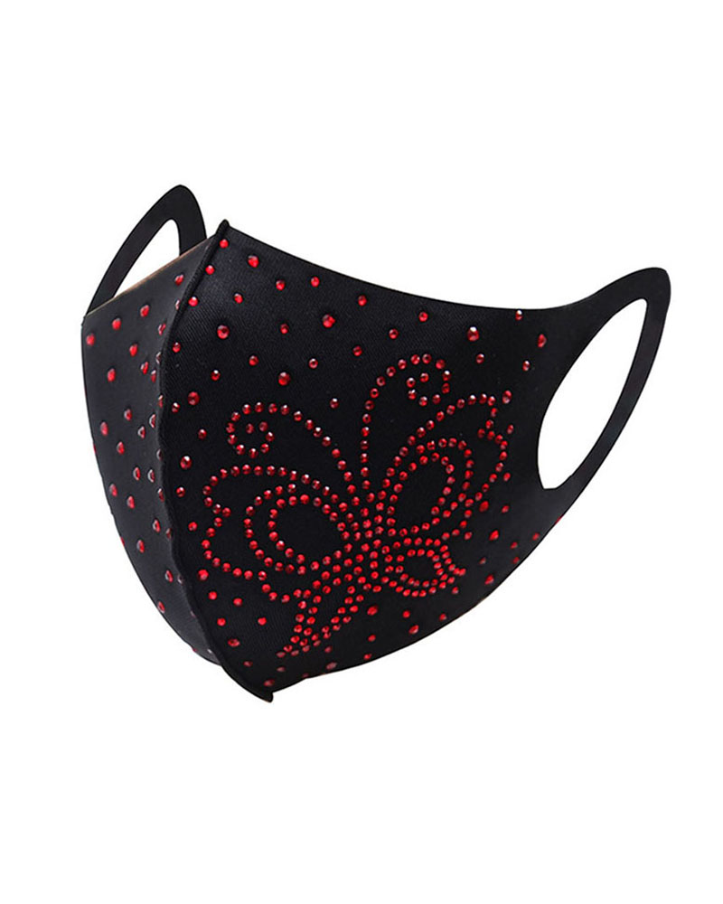 

Butterfly Pattern Studded Breathable Face Mask, Red