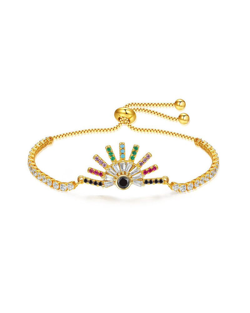 

1pc Zircon Decor Adjustable Bracelet, Gold