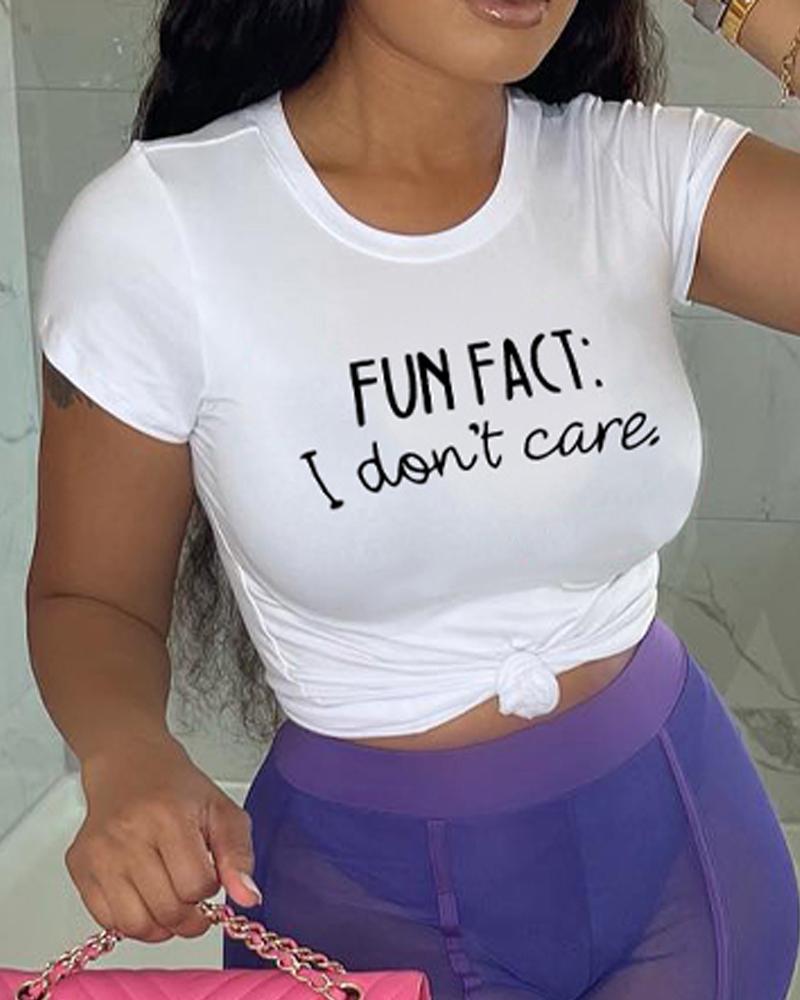 

Letter Print Short Sleeve Casual T-shirt, White