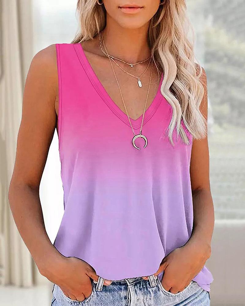 

Ombre Thick Strap Casual Top, Multicolor