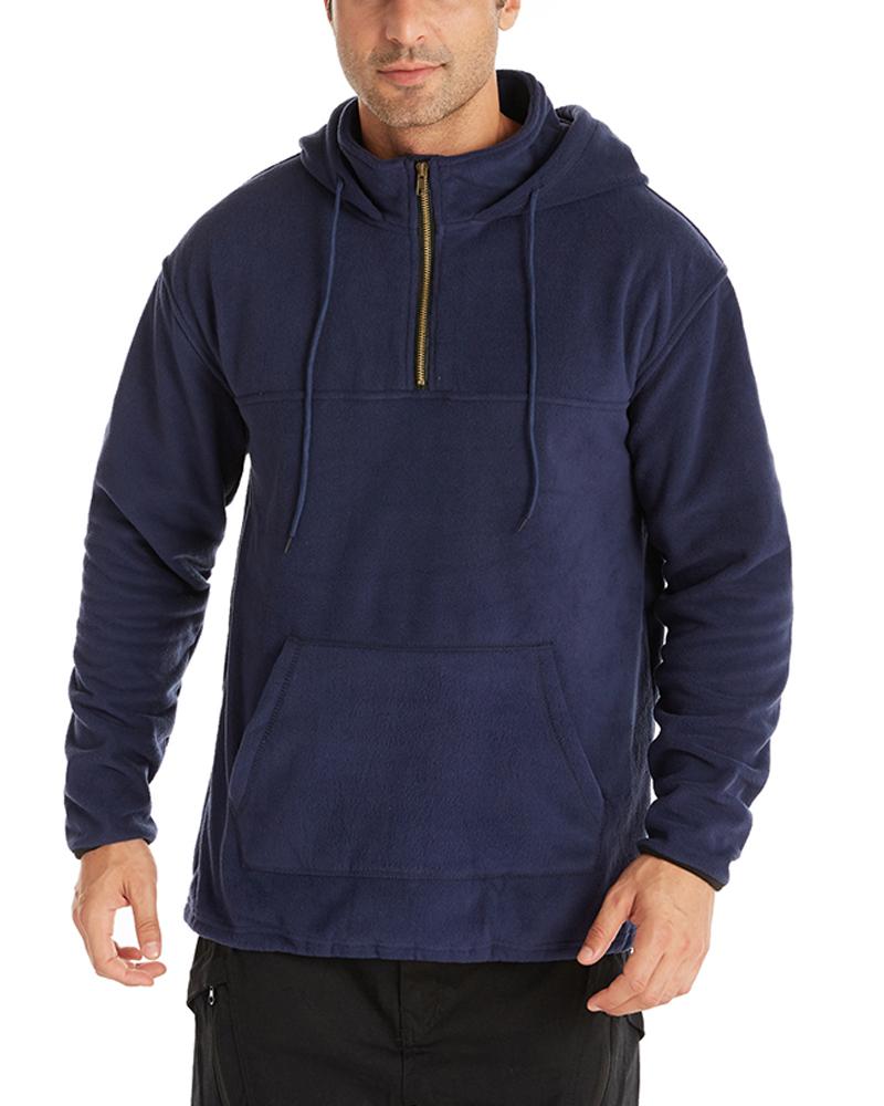 

Solid Long Sleeve Hooded Loose Sweatshirts, Purplish blue