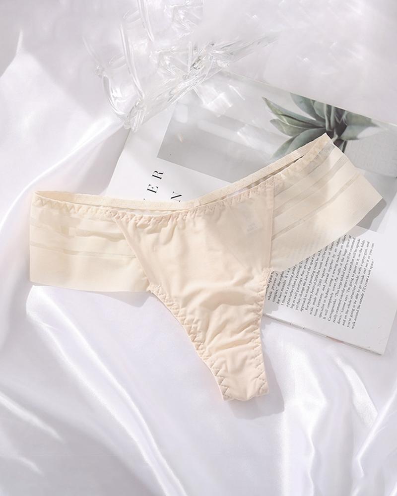 

Low Waist Mesh Patch Seamless Panty, Apricot
