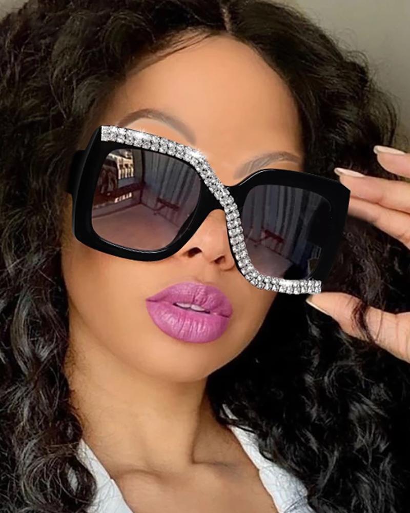 

1Pair Diamond Oversized Square Sunglasses, Black