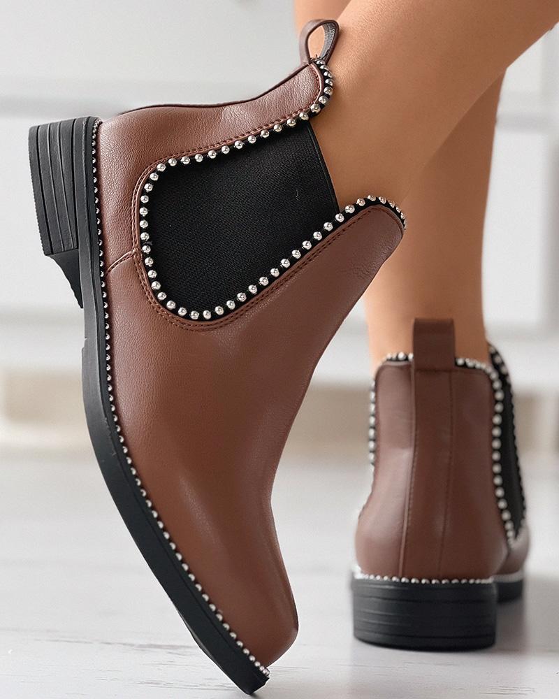 

Round Toe Cheetah Ankle Boots, Brown