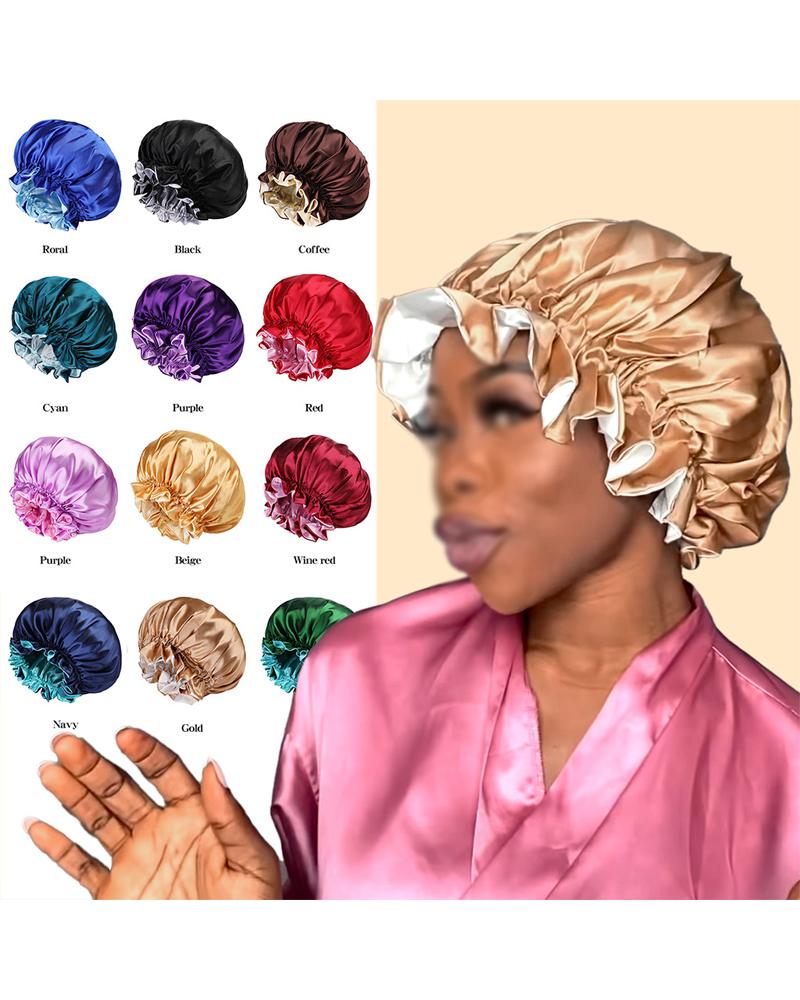 

Ruffle Trim Satin Hair Bonnet, Yellow