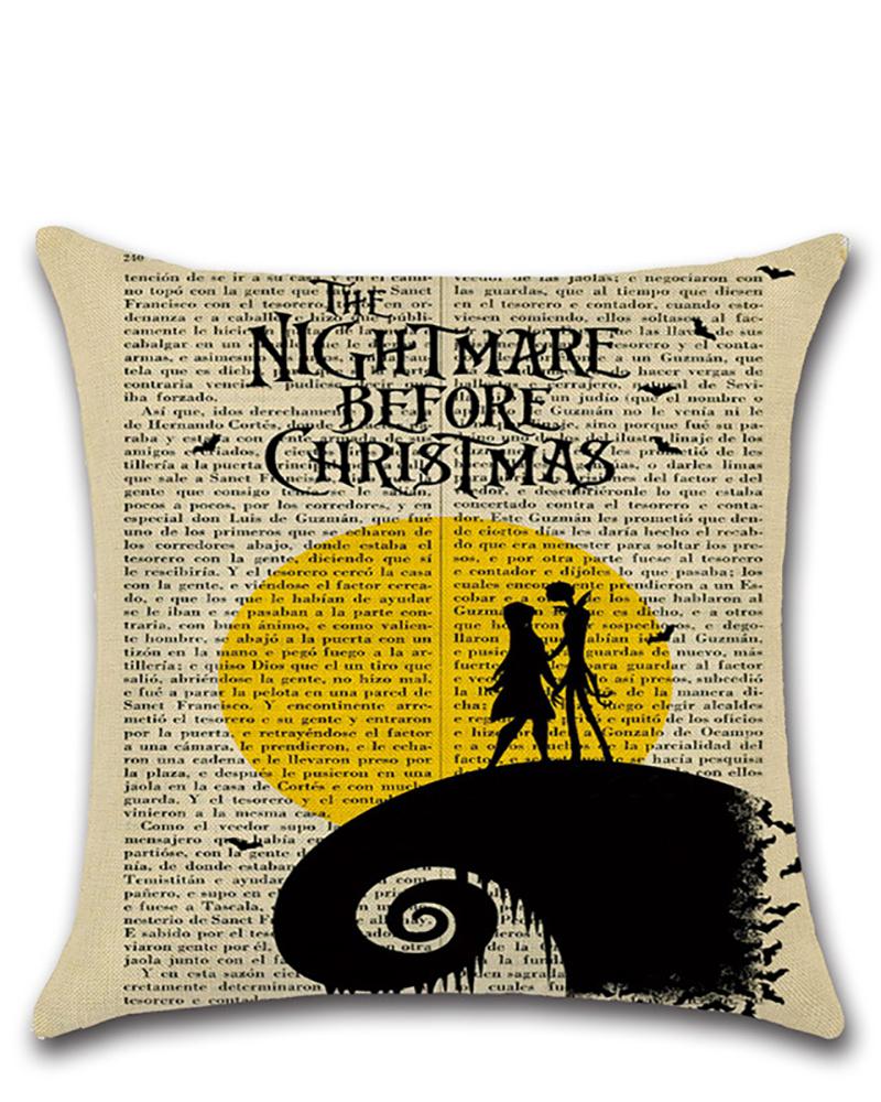 

Vintage Halloween Decorative Throw Pillow Covers Square Linen Newspaper Background Nightmare Before Christmas Decor Cushion Covers for Sofa Bed Car Chair Living Room, Style3