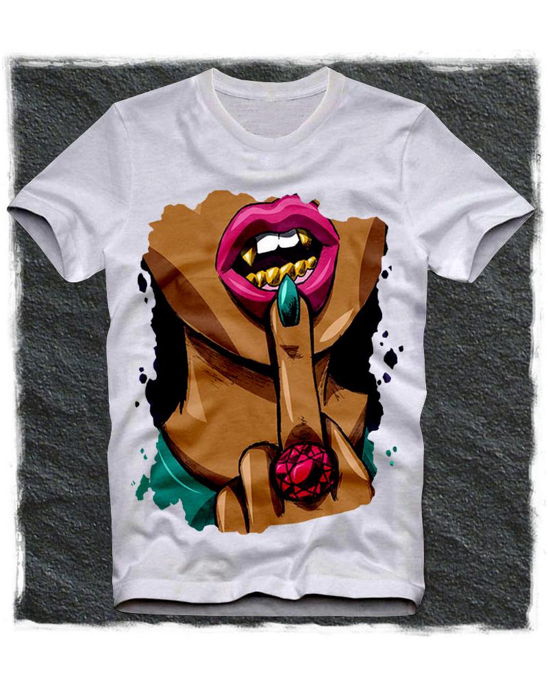 

Girl Print Short Sleeve Short Sleeve Loose T-shirts, White