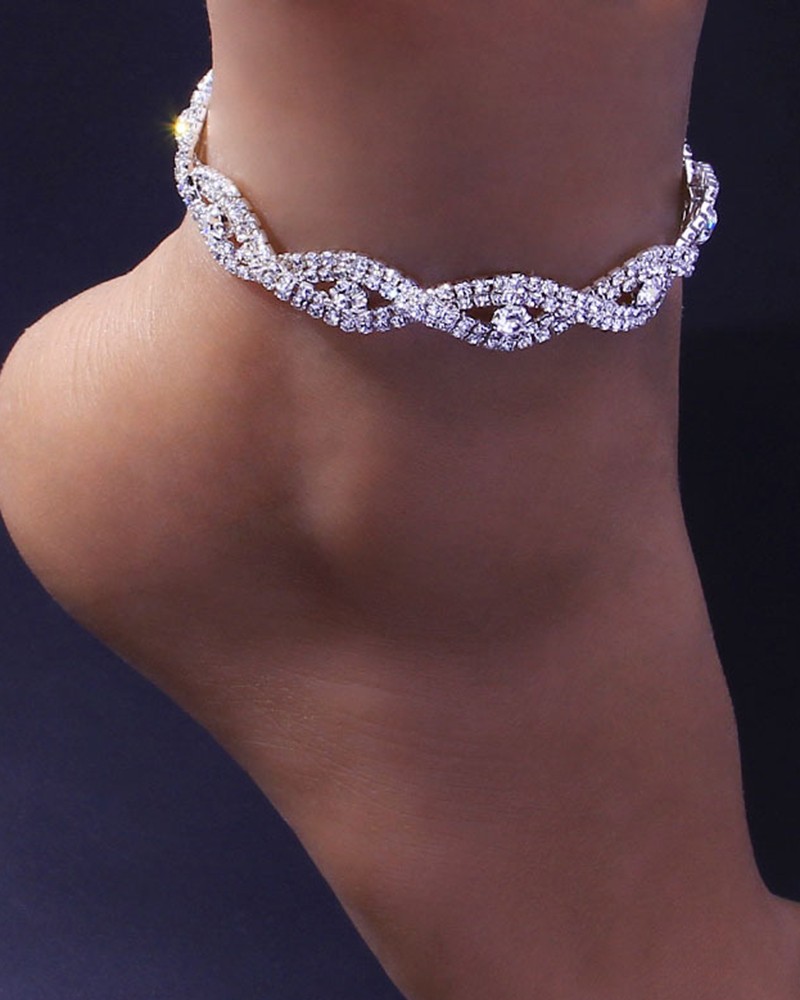 1pc Allover Rhinestone Eye Shaped Fashion Jewelry Beach Anklet