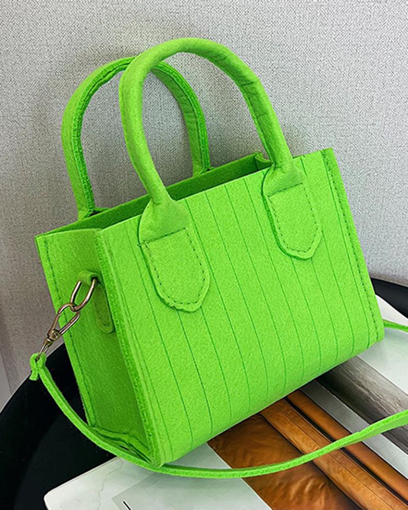 

Simple Trendy Felt Square Bag, Green