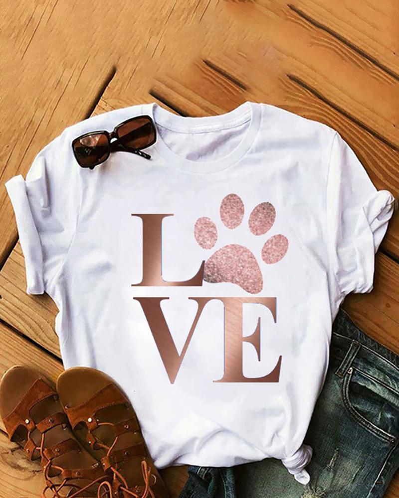 

Mixed Print Short Sleeve Casual T-shirt, Style4