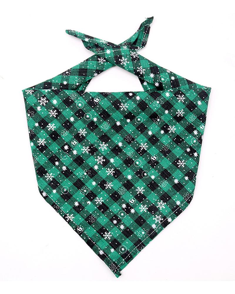 

Christmas Plaid Snowflake Triangle Bandanas For Pets, Style2