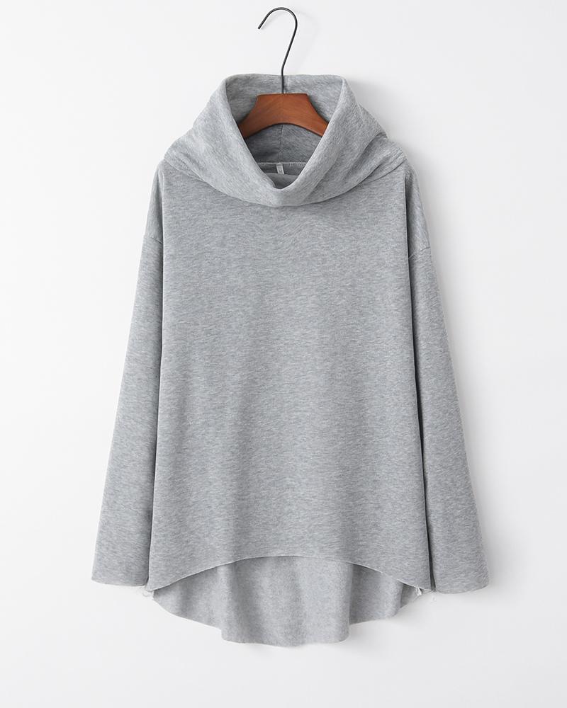 

Solid Long Sleeve Loose Sweatshirts, Gray