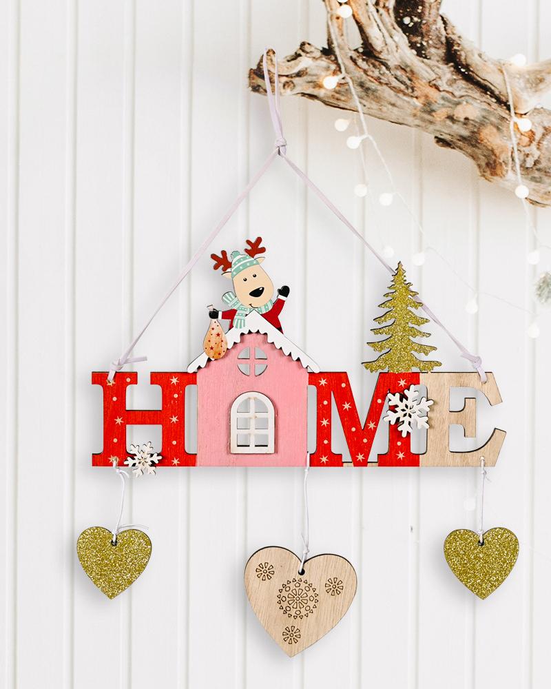 

Wooden Christmas Door Hanger Christmas Home Decorations Ornament, Style2