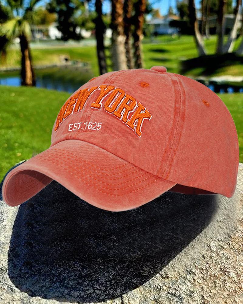 

NEW YORK Letter Embroidery Baseball Cap, Orange