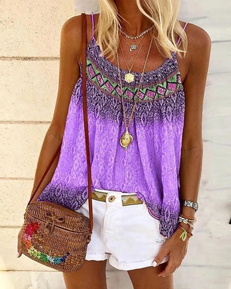 

Bohemian Tie Dye Cami Top, Purple