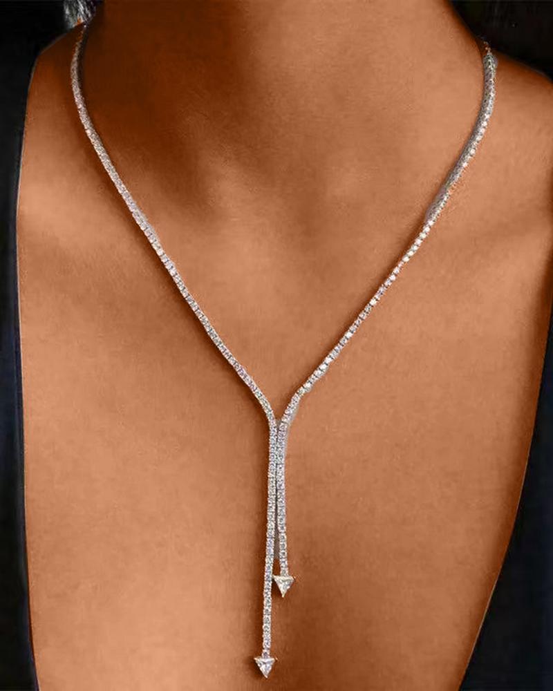 

1pc Minimalist Rhinestone Tassel Arrow Pendant Necklace, Silver