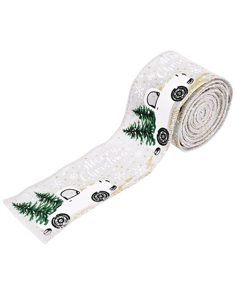 

1Roll 16FT Christmas Ribbon Vintage Christmas Tree Burlap Ribbon Gift Wrapping Supplies Christmas Party Craft Decoration, Style3