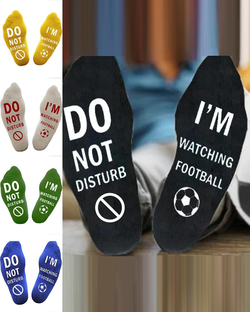 

1Pair Letter Print Socks, Black