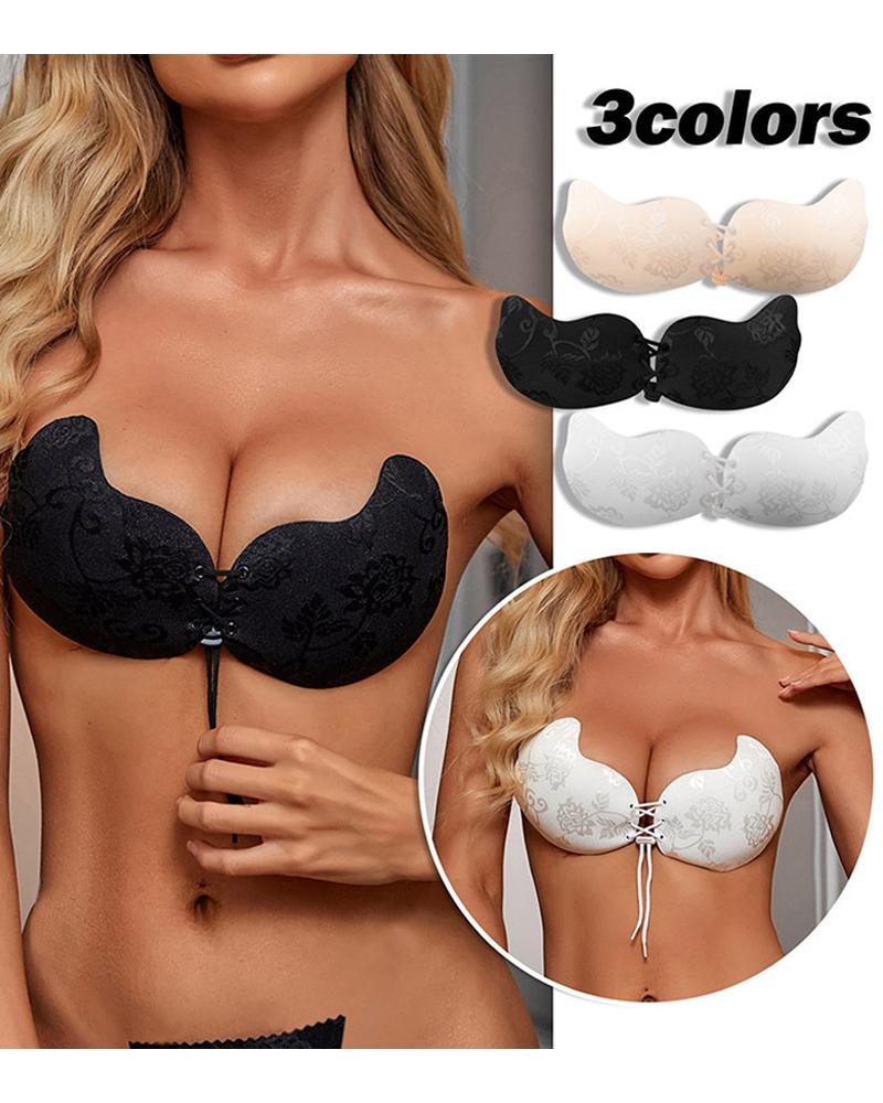 

Strapless Invisible Bra Silicone Adhesive Nipple Covers Bust Lifter, Black