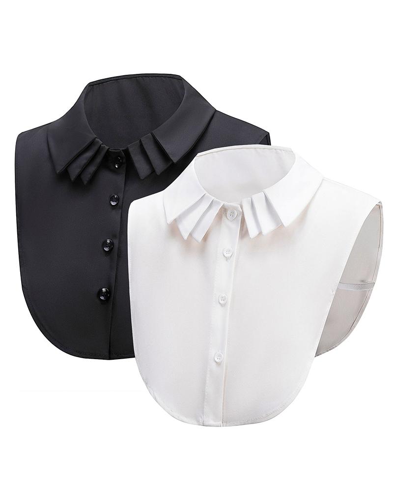 

Button Front Layered Dickey Collar, White