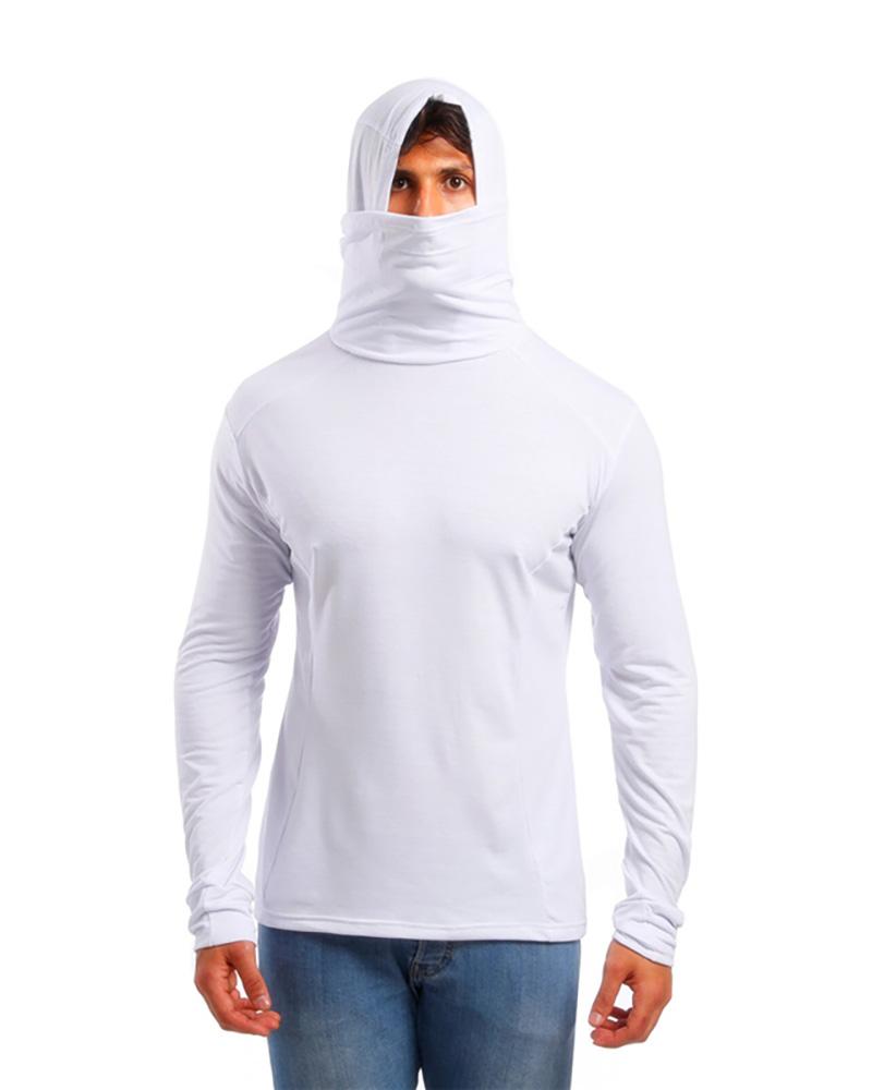 

Plain Long Sleeve Hooded Top With Face Mask, White