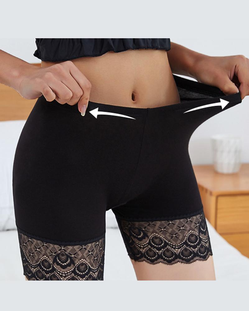 

Crochet Lace High Waist Panty Shorts, Black