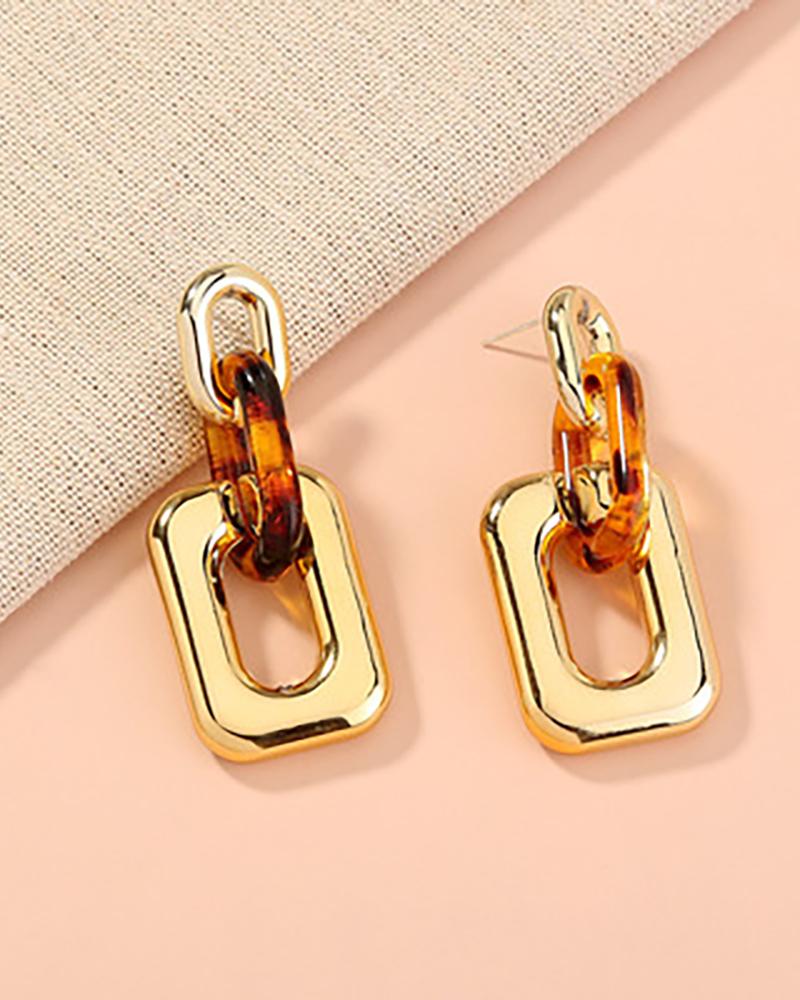

1Pair Link Chain Geo Pattern Drop Earrings, Style1
