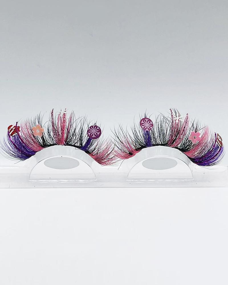 

Christmas Wispy Colorblock Graphic Pattern False Party Eyelashes, Style7