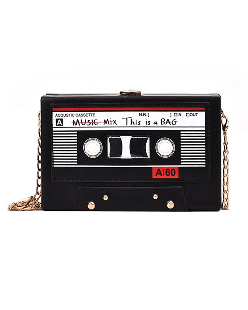 

Tape Shaped Chain Crossbody Bag, Black