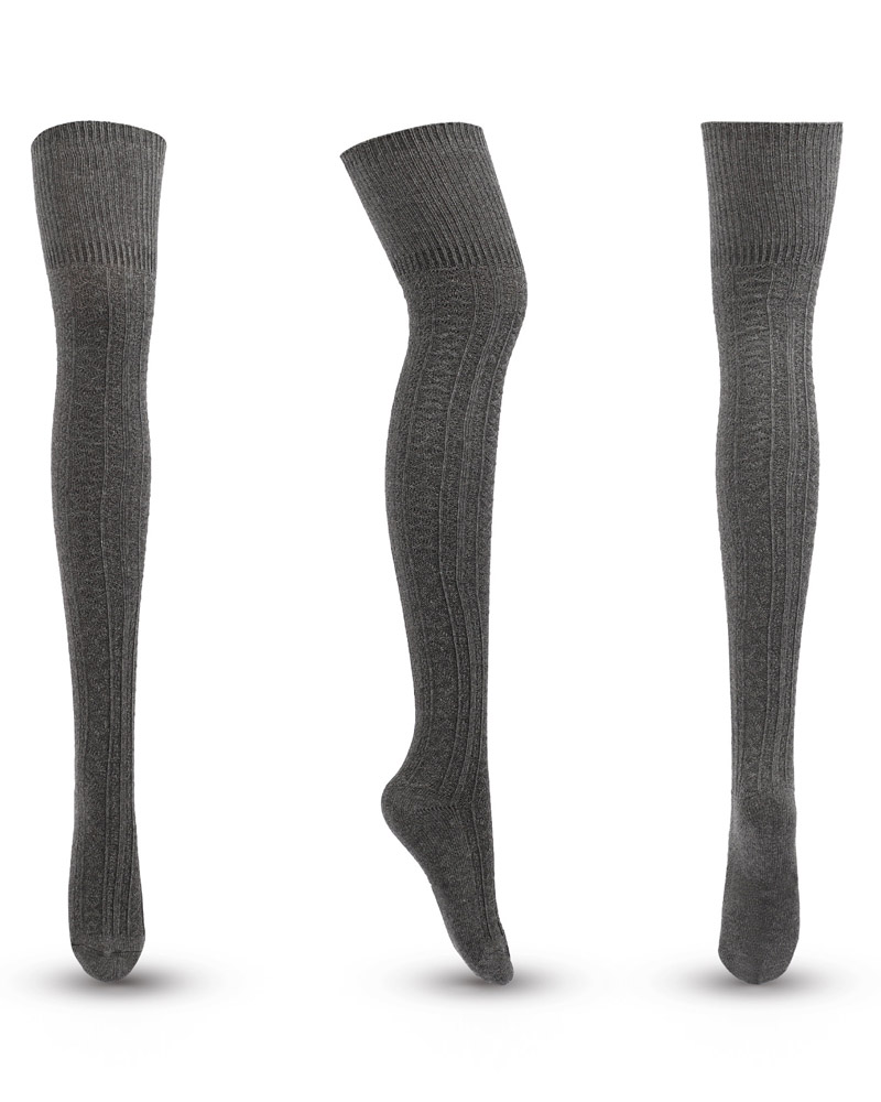 

1Pair Thigh High Knit Leg Warmers Long Boot Socks, Dark grey