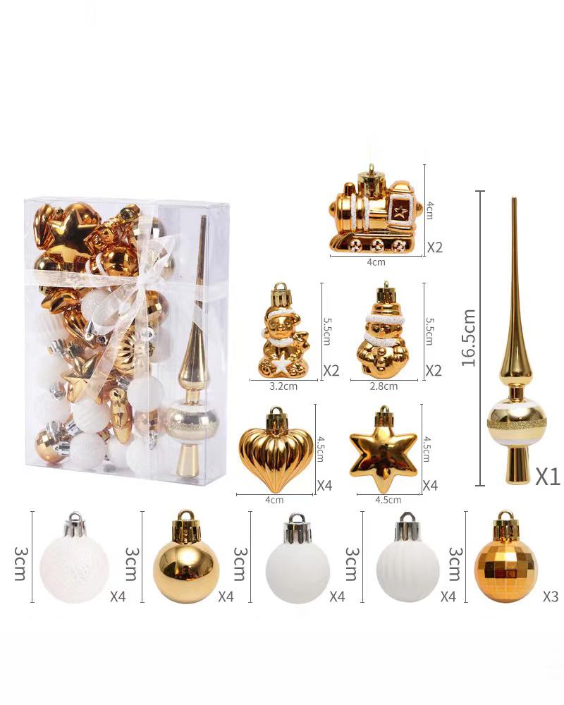 

34pcs Christmas Ball Christmas Ornaments Set Decorations For Xmas Tree Balls, Gold
