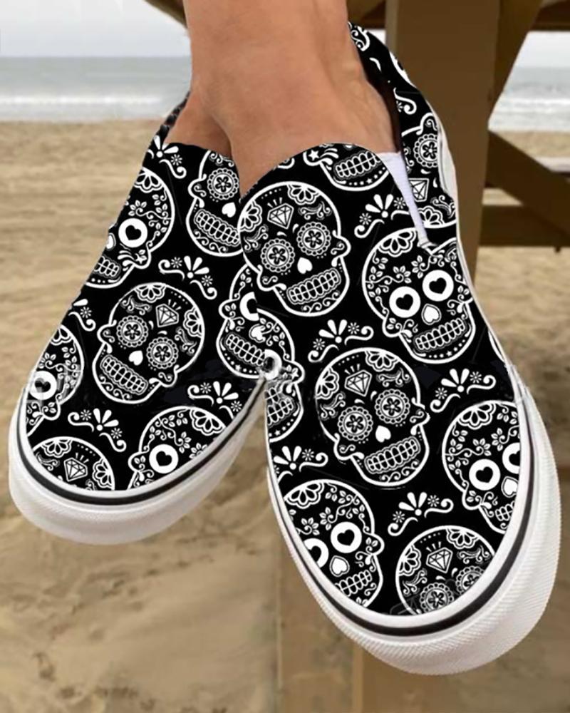

Halloween Slip On Canvas Shoes, Black