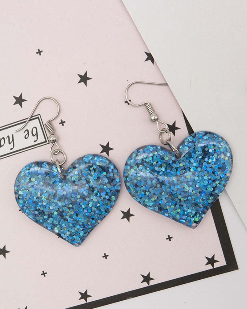 

1Pair Peach Love Heart Drop Earrings, Blue