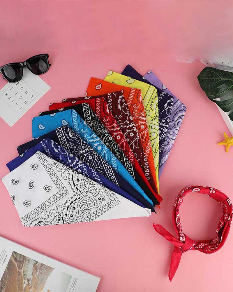 

12PCS Paisley Cowboy Bandanas Head Wrap, Multicolor