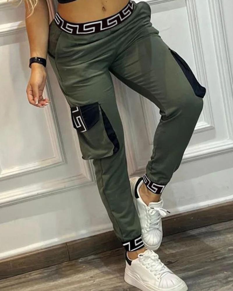 

Geo Tape Patch Cargo Pants, Green
