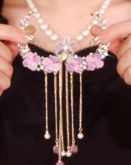 

1pc Wheat Pearls Tassel Design Hair Clip, Purple