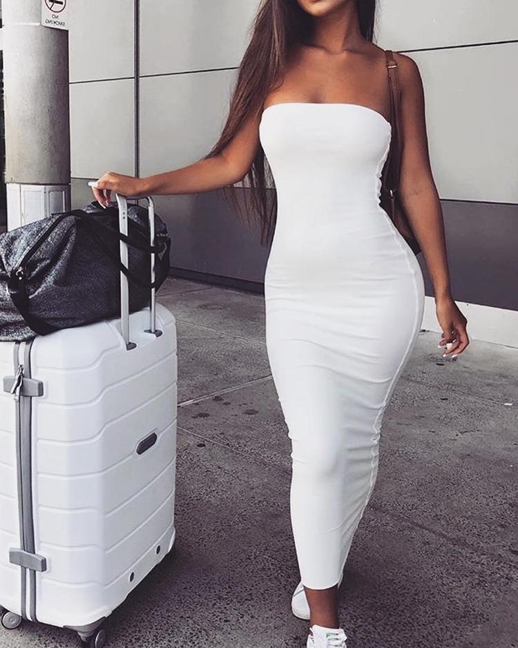 

Bandeau Sleeveless Maxi Dress, White