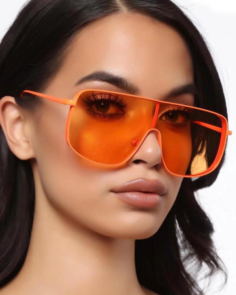 

1Pair Flat Top Tinted Lens Sunglasses, Orange