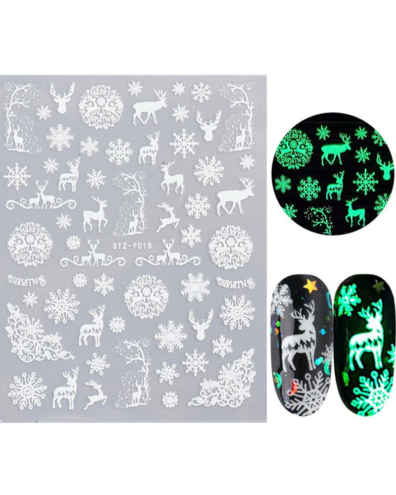 

1 Sheet Night Glow Luminous Christmas Pattern Nail Sticker, Style8