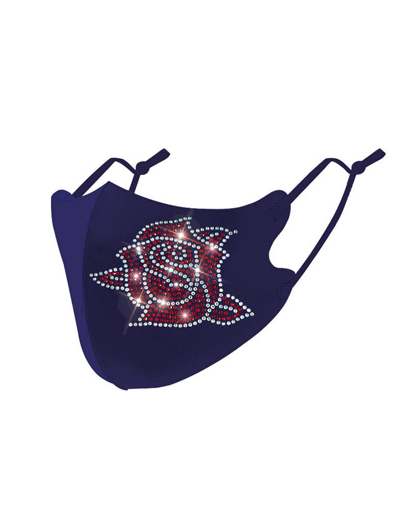 

Floral Pattern Studded Breathable Face Mask, Dark blue