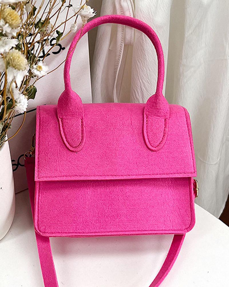 

Candy Color Plain Crossbody Bag, Hot pink