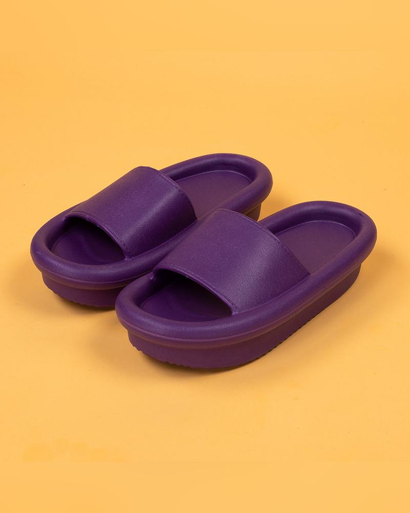 

Solid Open-toe Platform Sandals Slippers, Purple