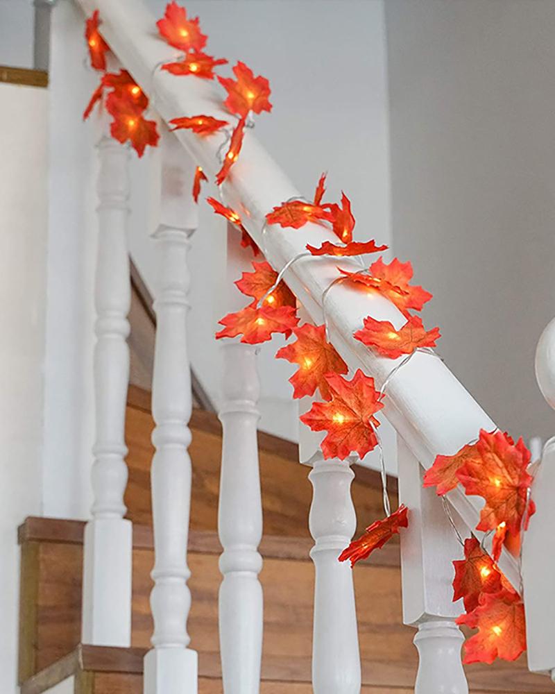 

Thanksgiving Decorations Lights Waterproof Maple Leaf Garland Lights String Lights for Indoor Outdoor Autumn Harvest Thanksgiving Halloween Decor, Style1