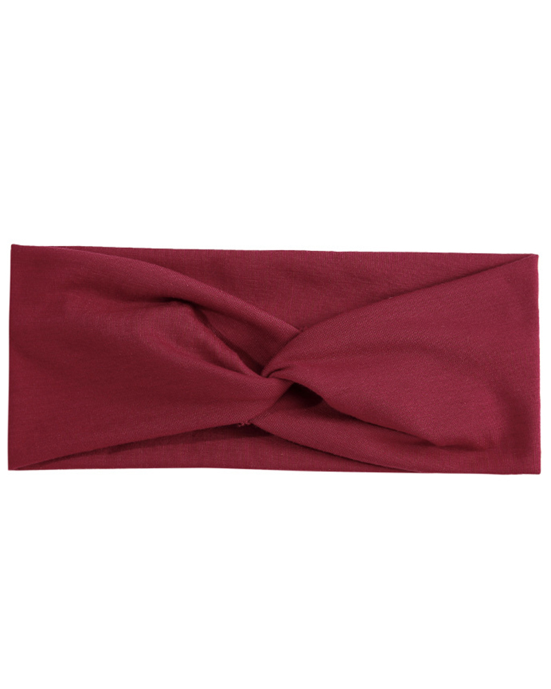 

1pc Non Slip Twisted Elastic Headband Yoga Workout Running Sport Sweat Hair Wrap, Wine red