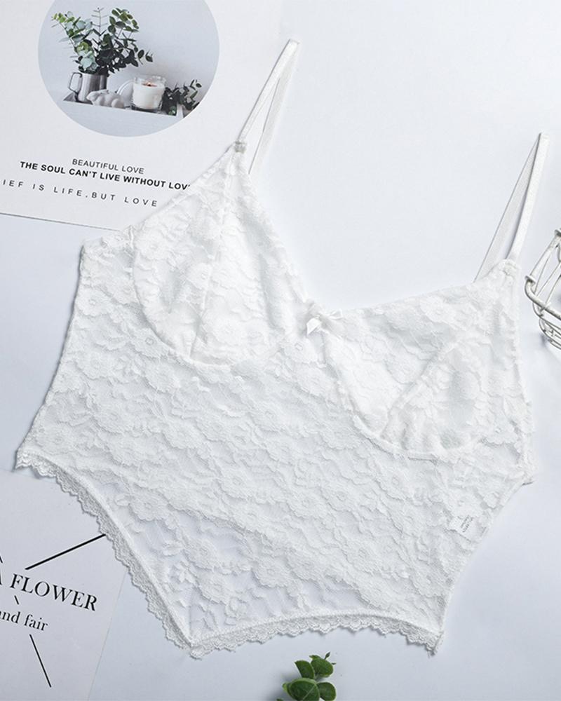 

Sexy Lace Sling Cropped Top, White