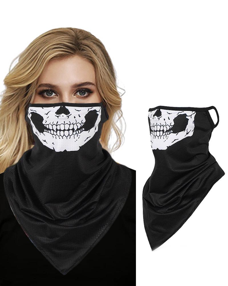 

Skull Print Breathable Face Cover Windproof Motorcycling Dust Outdoors, Black