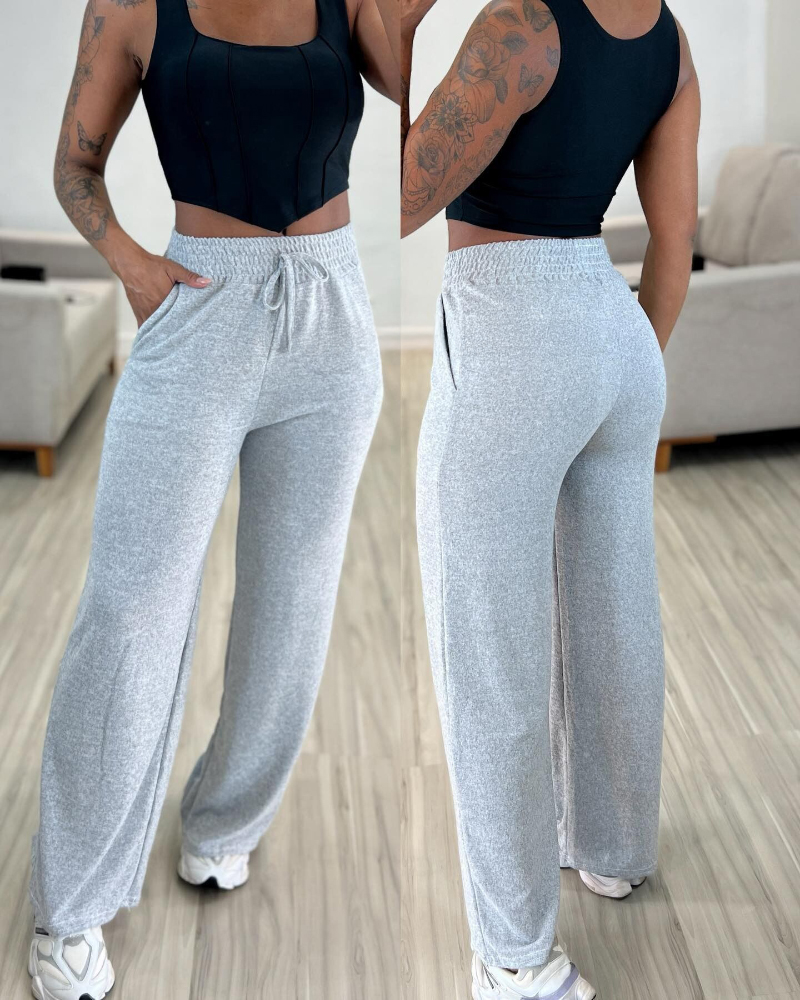 

Calça Casual com Detalhe Amarrado e Bolso, Gray