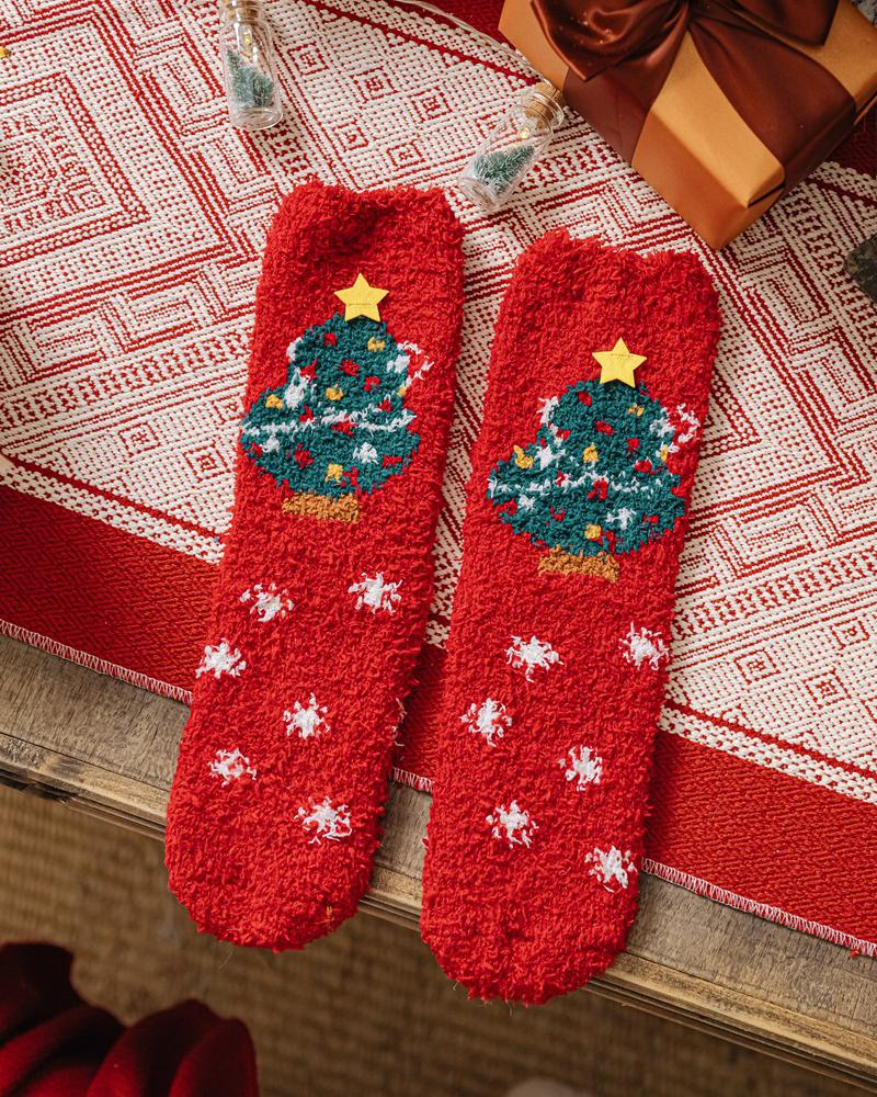 

1Pair Christmas Gift Fuzzy Socks With Clear Box, Style4